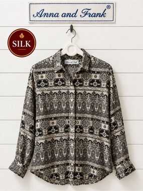 Anna and Frank Silk Print Blouse Size M (Estimated)